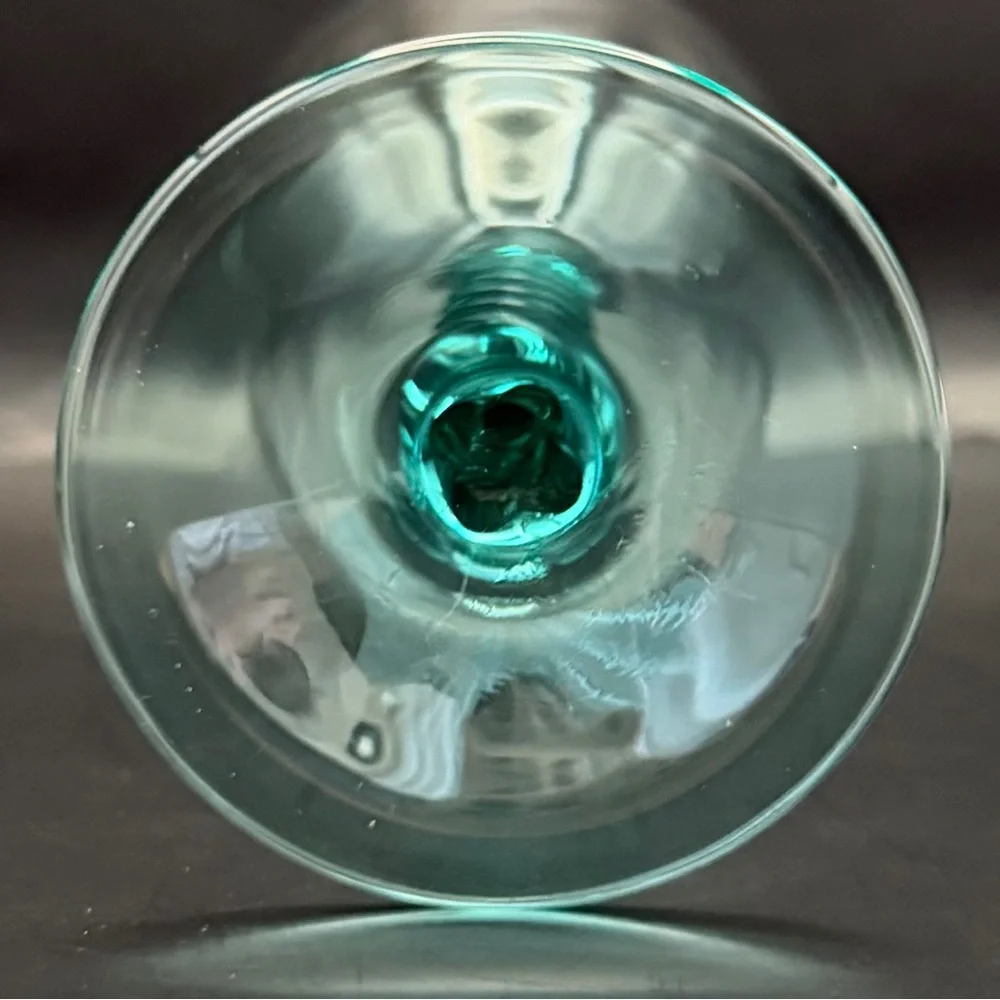 CRISTAL D'ARQUES Angelique Aqua Teal Twisted‎ Swirl Stem Wine Water Goblet 7.75